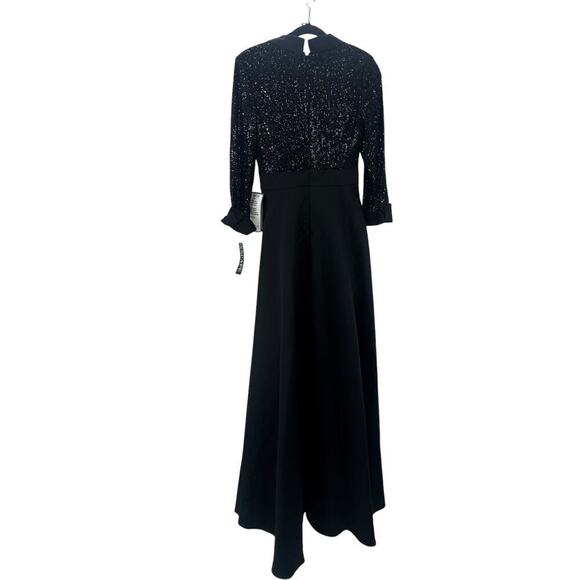 Xscape Women's Evening Sequin Long Sleeve Tux Ballgown Black Size 6 NWT - Picture 10 of 12